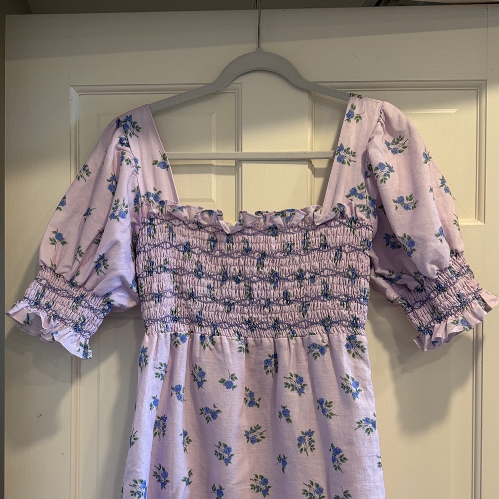Dondolo Lilac Floral Ruffle Dress - Picture 2 of 6